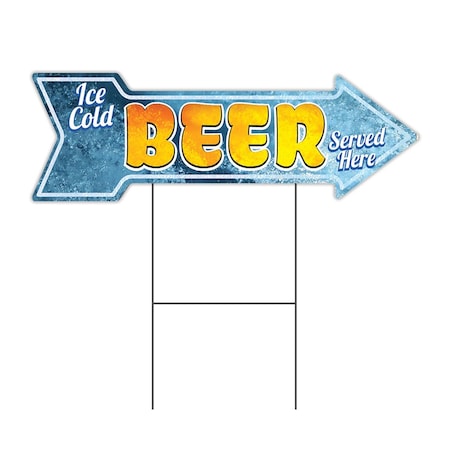 Ice Cold Beer 2 Arrow Yard Sign Funny Home Decor 36in Wide
